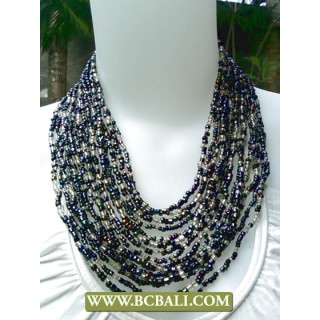 Mix Beaded Multi Strand Fashion Necklace with Buckle